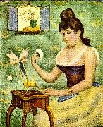 Georges Seurat, ung kvinna som pudrar sig